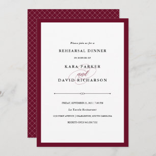 Elegant Couture   Marsala Rehearsal Dinner Invitation
