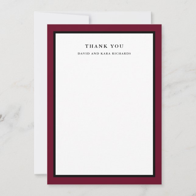 Elegant Couture | Marsala Thank You Card (Front)