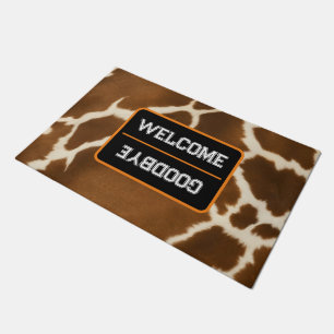 Elegant Cow Faux Leather Modern Collection Doormat