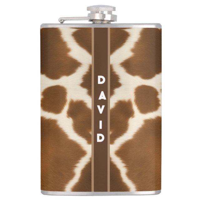 Elegant Cow Faux Leather Modern Collection Hip Flask (Front)