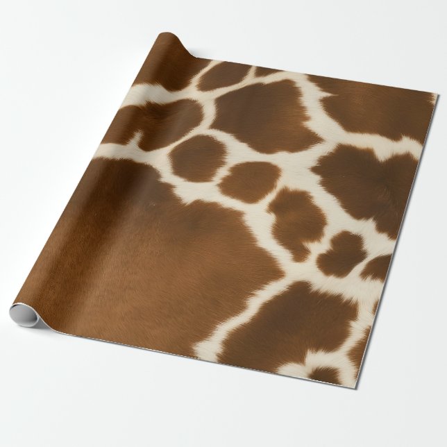 Elegant Cow Faux Leather Modern Collection Wrapping Paper (Unrolled)