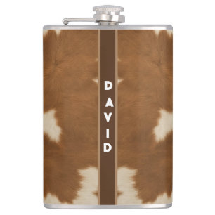 Elegant Cow Faux Leather Trendy Collection Hip Flask