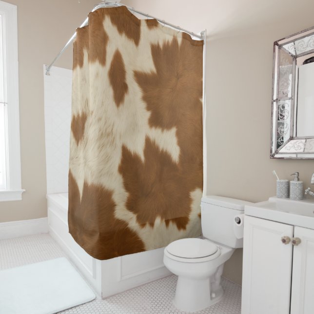 Elegant Cow Faux Leather Trendy Collection Shower Curtain (In Situ)