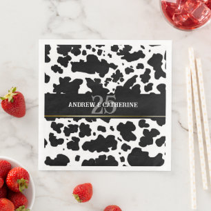 Elegant Cow Spots Print Farmer Wedding Anniversary Napkin