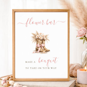 Elegant Cowgirl Baby Shower Flower Bar Table Sign