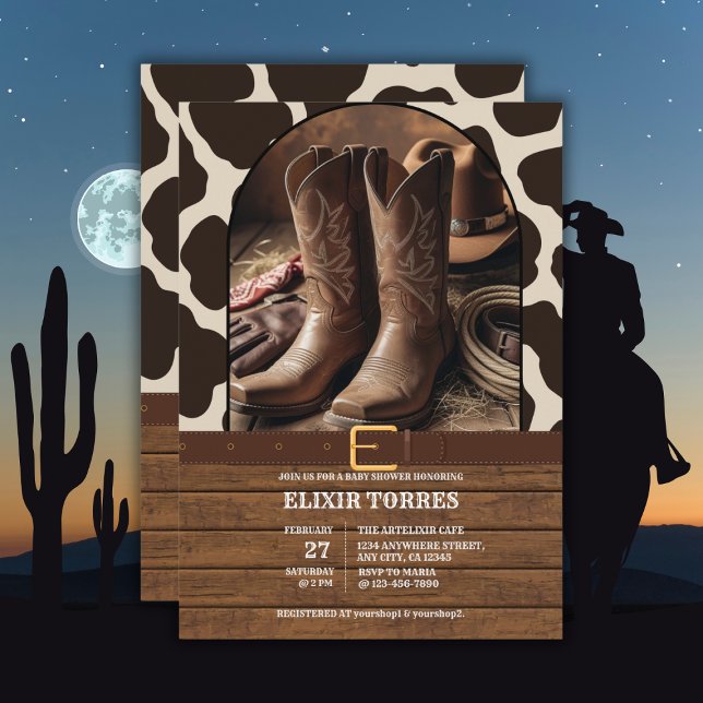 Elegant Cowgirl Boots Baby Shower Invitation (Creator Uploaded)