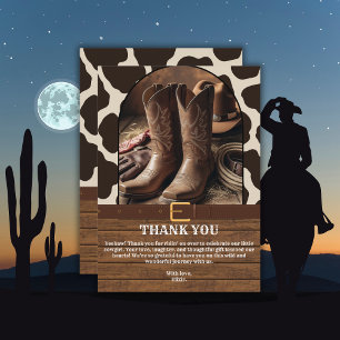 Elegant Cowgirl Boots Baby Shower Thank You Card