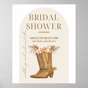 Elegant Cowgirl Boots Bridal Shower Welcome Sign