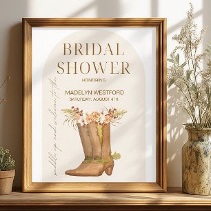 Elegant Cowgirl Boots Bridal Shower Welcome Sign