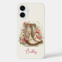 Elegant Cowgirl Boots with Flowers Monogrammed