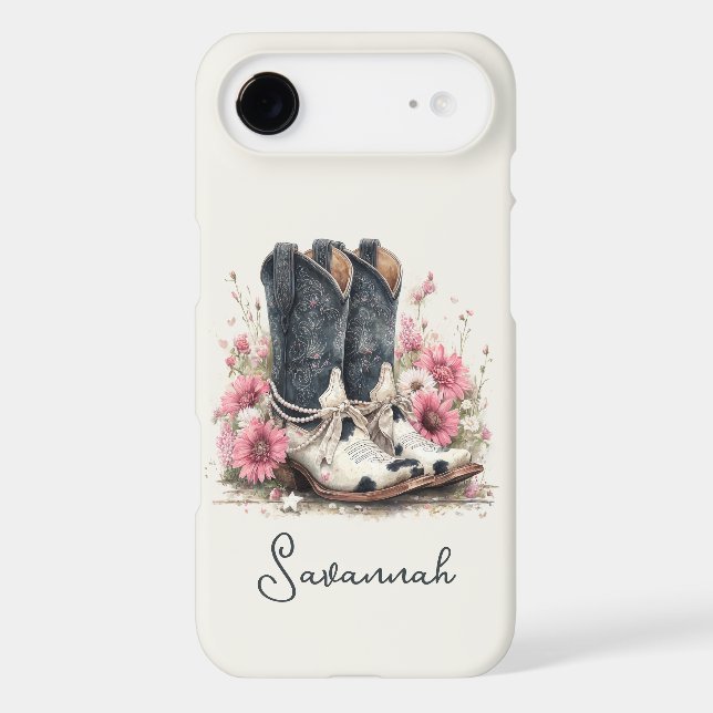Elegant Cowhide Boots with Flowers Monogrammed (Back)