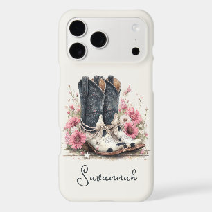 Elegant Cowhide Boots with Flowers Monogrammed