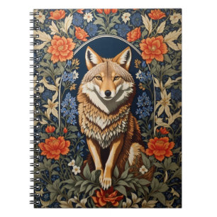 Elegant Coyote William Morris Inspired Notebook