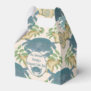 Elegant Crab Feast-Watercolor Blue Crabs, Seashell Favour Box