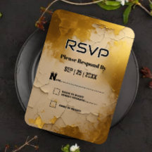Elegant Cracked Gold Foil Wedding RSVP Card