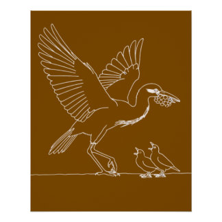 Elegant Crane Bird illustration  Poster