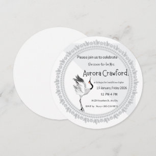 Elegant Crane Bridal Shower Invitation   Round Asi