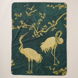 Elegant Cranes Art Pattern   Colourful Crane Birds Sherpa Blanket