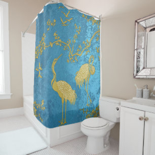 Elegant Cranes Art Pattern   Colourful Crane Birds Shower Curtain
