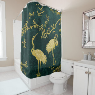 Elegant Cranes Art Pattern   Colourful Crane Birds Shower Curtain