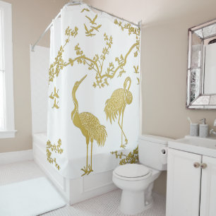 Elegant Cranes Art Pattern   Colourful Crane Birds Shower Curtain