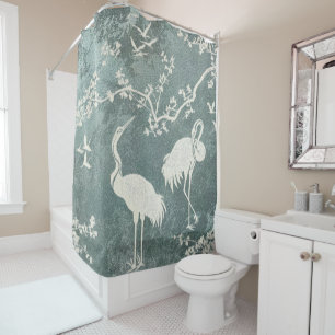 Elegant Cranes Art Pattern   Colourful Crane Birds Shower Curtain