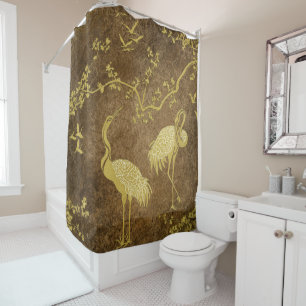 Elegant Cranes Art Pattern Colourful Crane Birds Shower Curtain