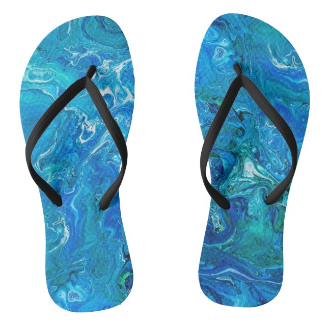 Elegant Crazy Lace Agate 2 - Blue Aqua Jandals (Footbed)