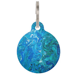 Elegant Crazy Lace Agate 2 - Blue Aqua Pet Tag