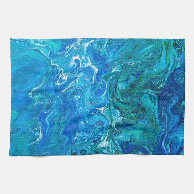 Elegant Crazy Lace Agate 2 - Blue Aqua Tea Towel (Horizontal)