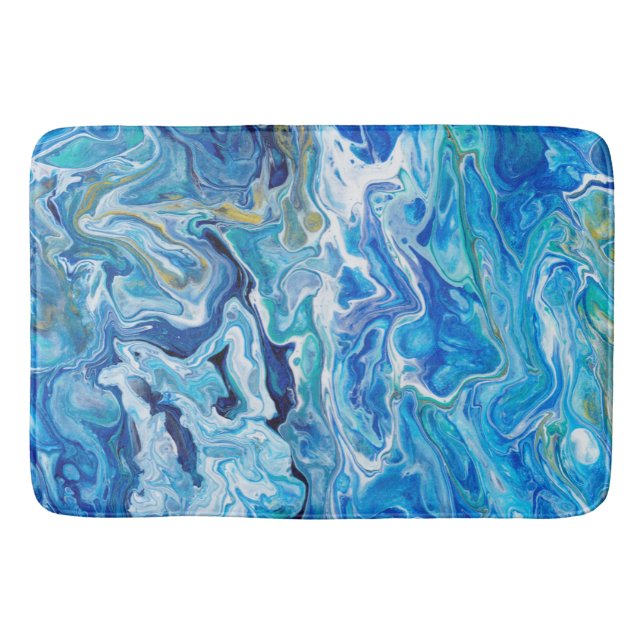 Elegant Crazy Lace Agate 6 - Ocean Blue Bath Mat (Front)