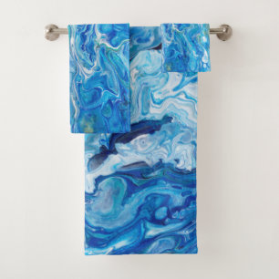 Elegant Crazy Lace Agate 6 - Ocean Blue Bath Towel Set