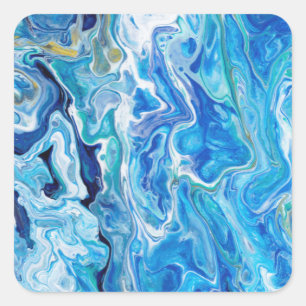 Elegant Crazy Lace Agate 6 - Ocean Blue Square Sticker
