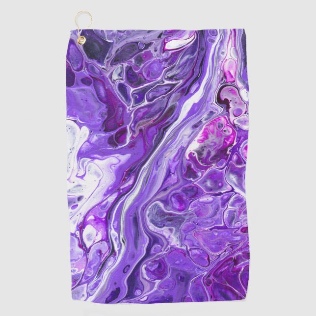 Elegant Crazy Lace Agate 7 - Ultra Violet Purple Golf Towel (Front)