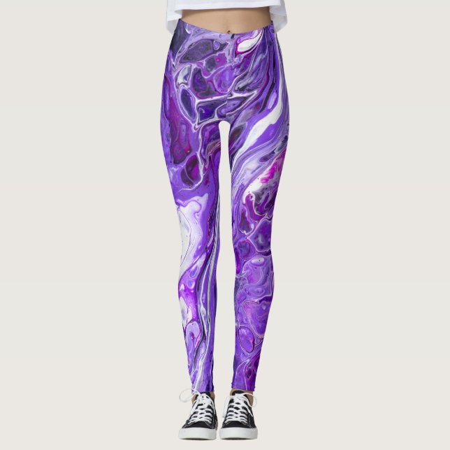 Elegant Crazy Lace Agate 7 - Ultra Violet Purple Leggings (Front)