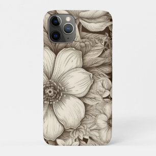 Elegant Cream and Brown Floral with Depth Case-Mate iPhone Case