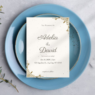 Elegant Cream and Gold Wedding Invitation