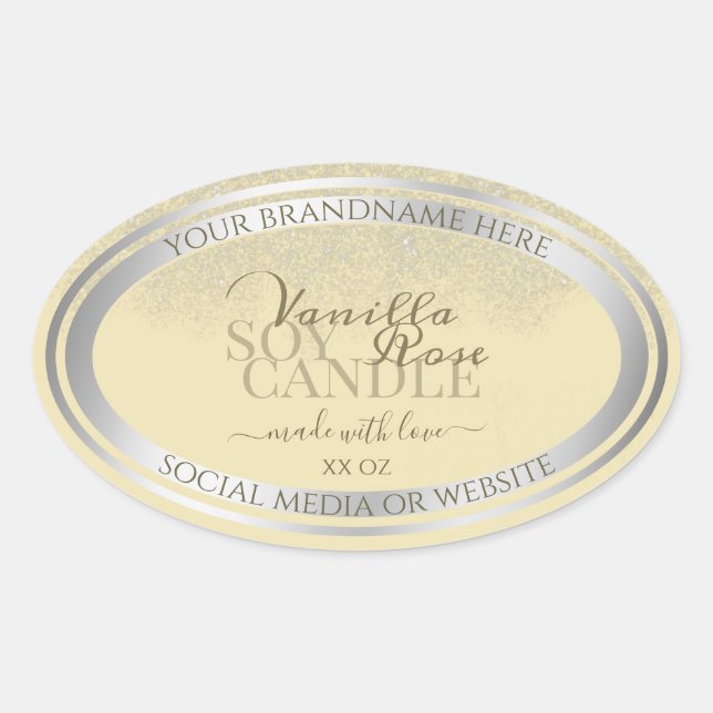 Elegant Cream and Silver Product Packaging Labels (Front)