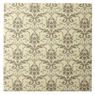 Elegant Cream and Tan Damask Tile