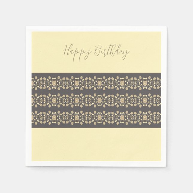 Elegant Cream And Taupe Napkin (Front)