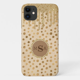 Elegant Cream Animal Print Monogram Bling Jewels Case-Mate iPhone Case