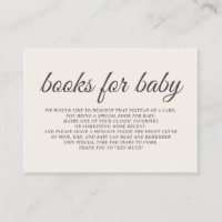 Elegant Cream Baby Shower Books Enclosure Card