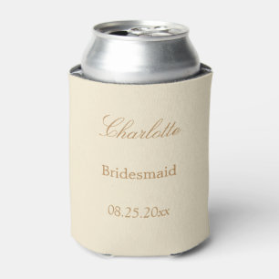 Elegant Cream Beige Bridesmaid Favour Can Cooler