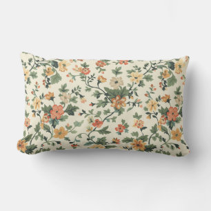 Elegant Cream Blossoms Lumbar Cushion