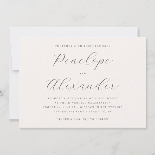 Elegant Cream Calligraphy Invitation (Front)