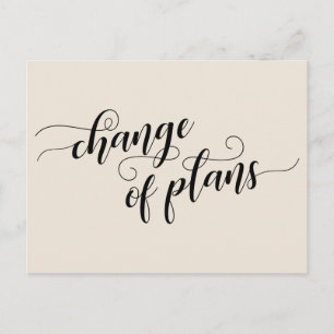 Elegant Cream Change of Plans Postponed Wedding Postcard