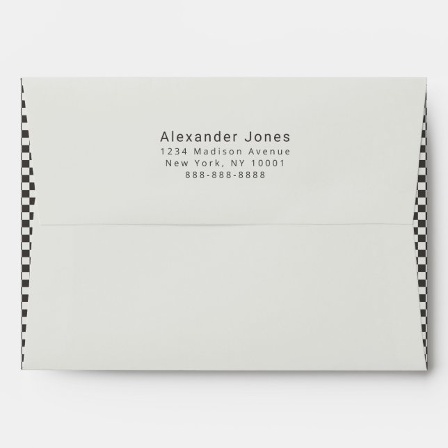 Elegant Cream Charcoal Check Pattern Business Envelope (Back (Top Flap))