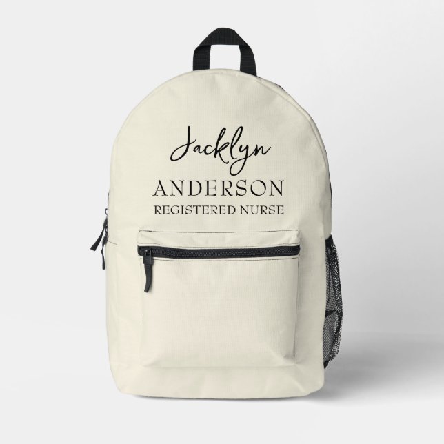 Elegant Cream Custom Nurse  Printed Backpack (Front)