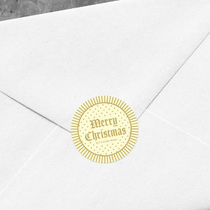 Elegant Cream Decorative Geometric Merry Christmas Classic Round Sticker