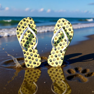 Elegant Cream Dog Paw Print Jandals